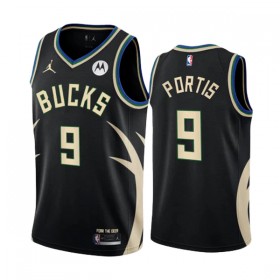 Maillot Basket Homme Milwaukee Bucks Bobby Portis JR 9 2022-23 Jordan Statement Edition Noir Swingman